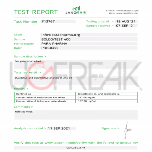 BOLDO -TEST 400 Para Pharma INTL paper